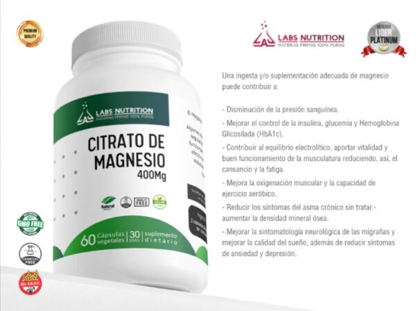 Citrato de Magnesio 400 mg (60 capsulas) - Image 2