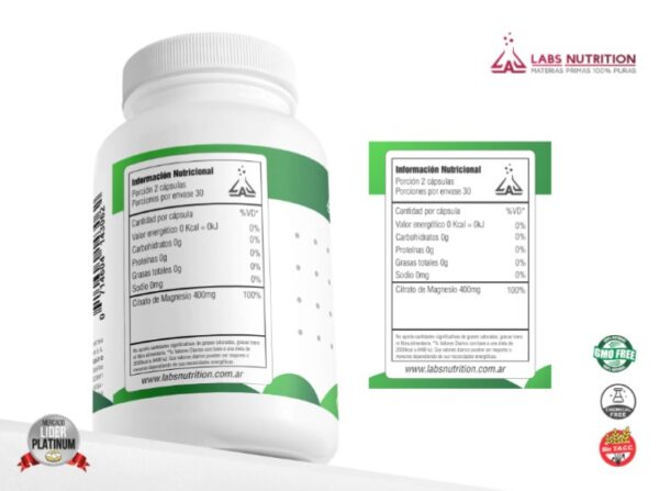 Citrato de Magnesio 400 mg (60 capsulas) - Image 3
