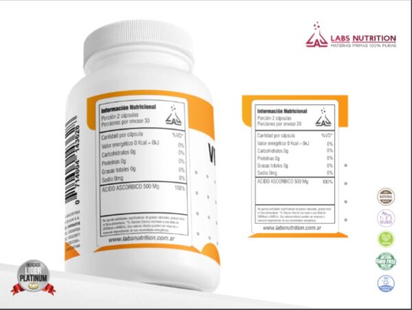 Vitamina C - Acido Ascórbico 500 mg (60 caps) - Image 4